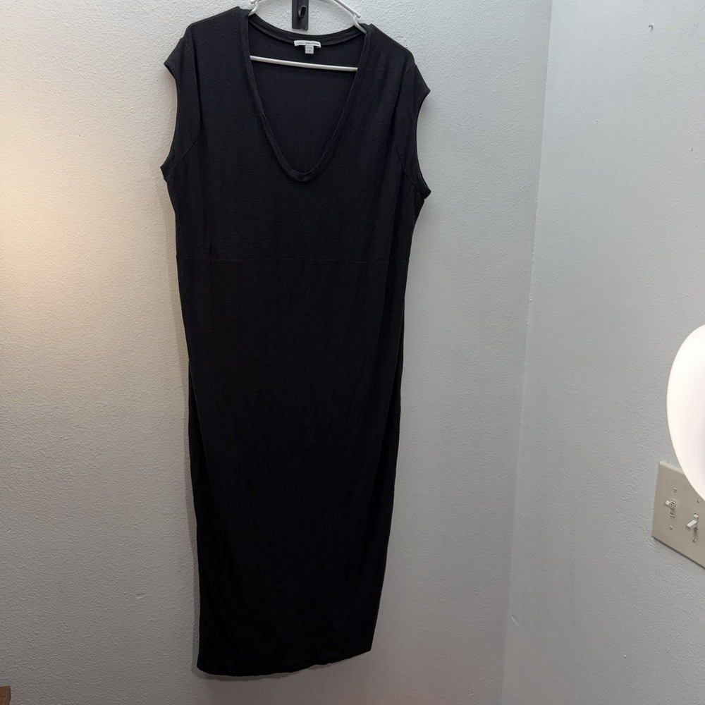 JAMES PERSE Standard Dress Size 3 L Midi Cotton Modal Black Minimalist Career
